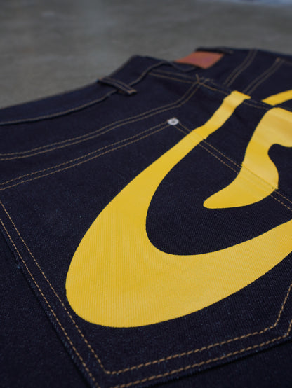 raw denim balloon jeans "yellow"