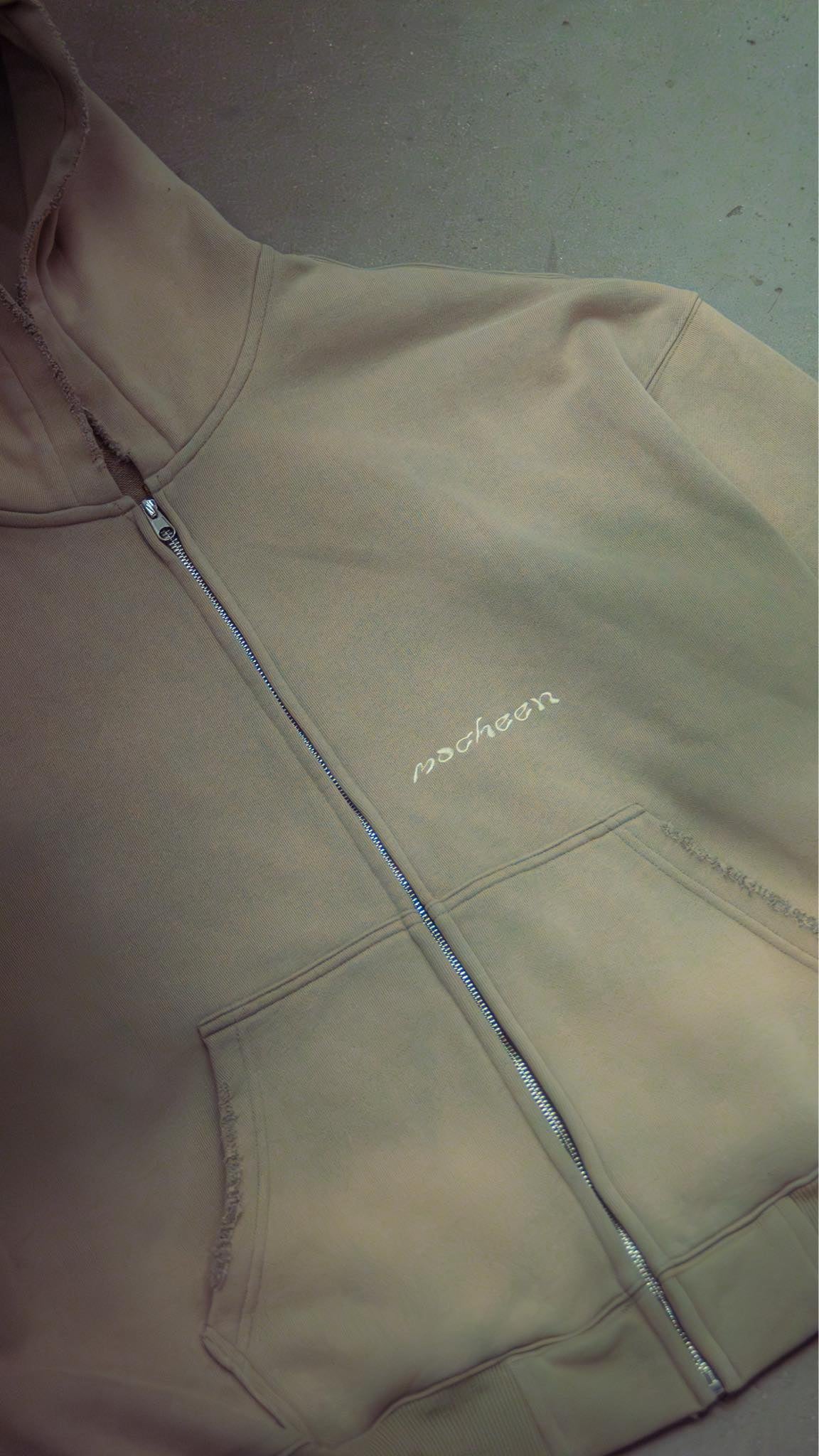sun-faded zip up "ivory green"