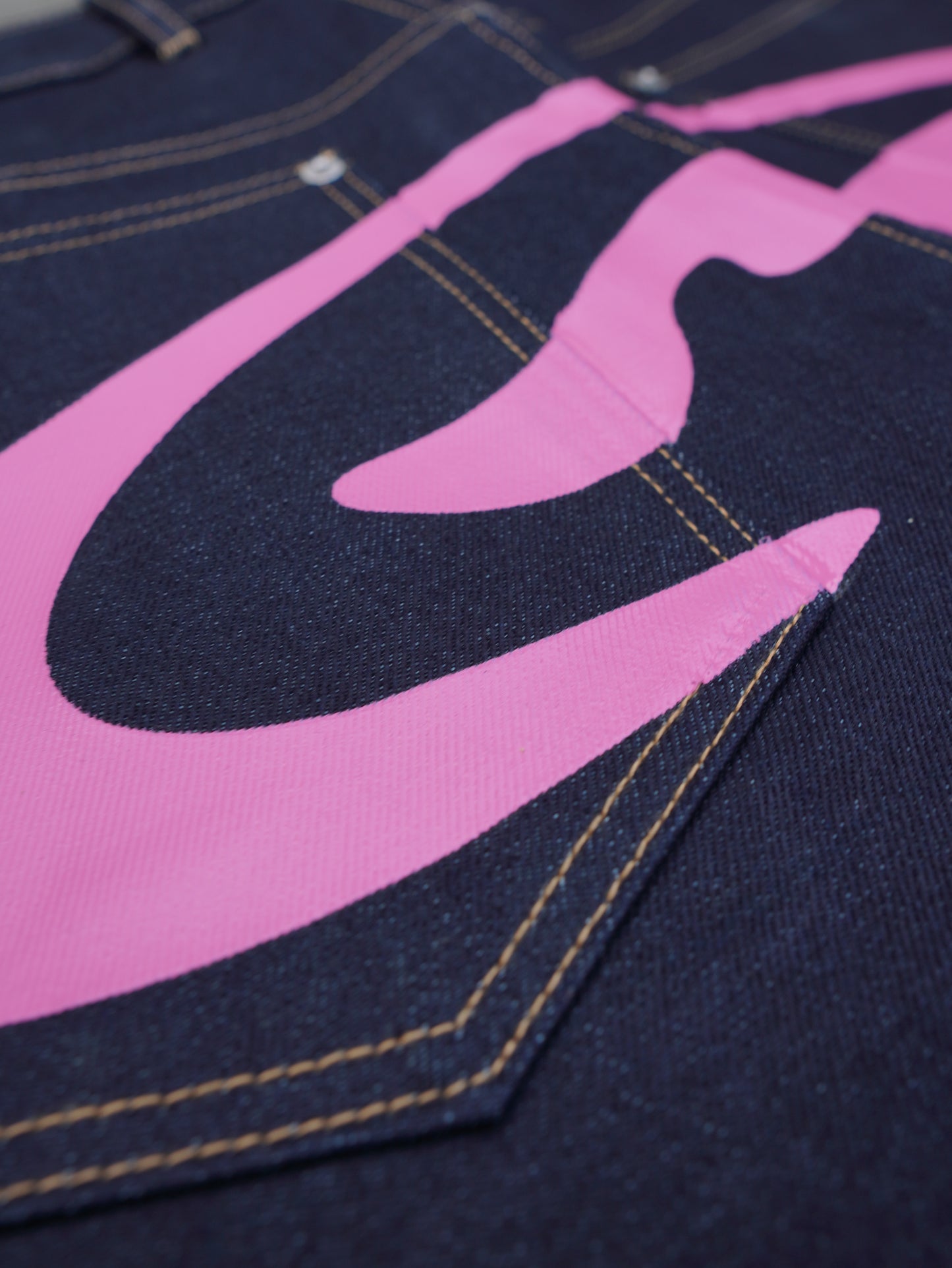 raw denim balloon jeans "pink"