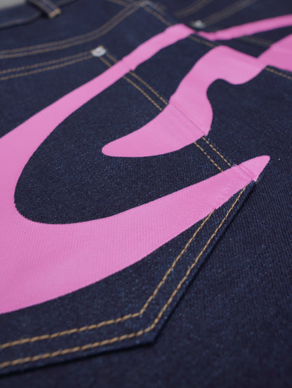 raw denim balloon jeans "pink"
