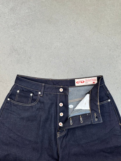 raw denim balloon jeans "pink"