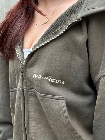 sun-faded zip up "olive green"