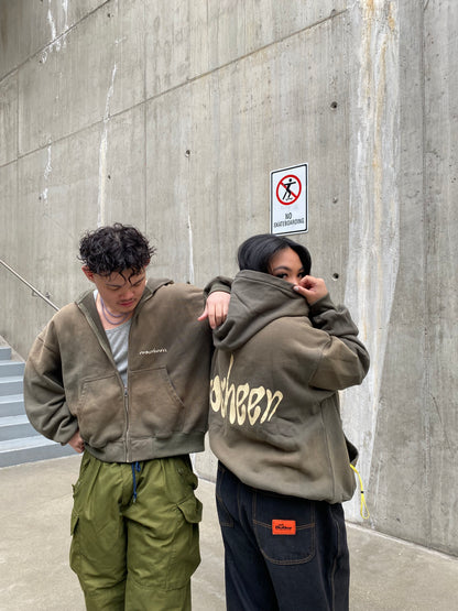 sun-faded zip up "olive green"