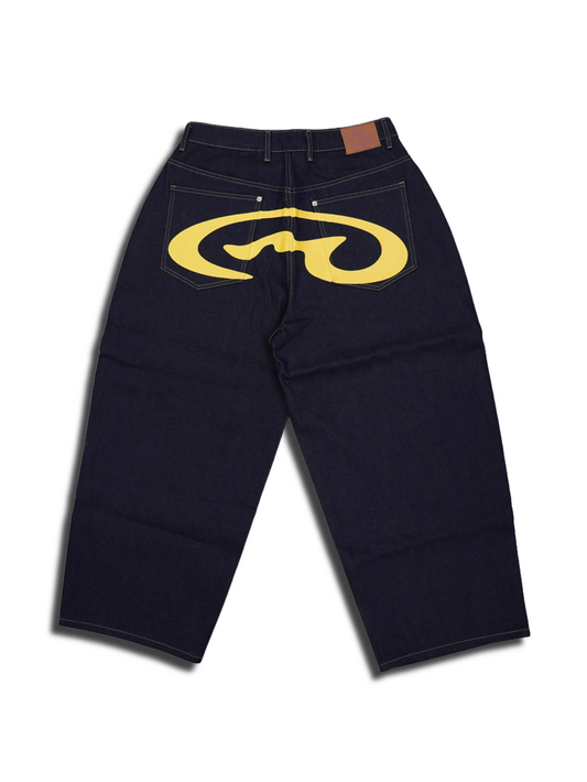 raw denim balloon jeans "yellow"